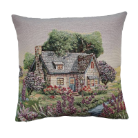 Povlak na polštář, gobelínový- DŮM V ZAHRADĚ*
