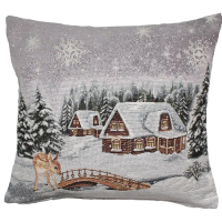Povlak na vankúš, gobelínový- ZIMNÁ CHALÚPKA