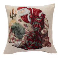 Povlak na vankúš, gobelínový- SANTA, zlatý lurex