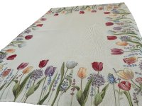 Ubrus gobelínový- TULIPÁNY, přírodní podklad- 120 x 140 cm*