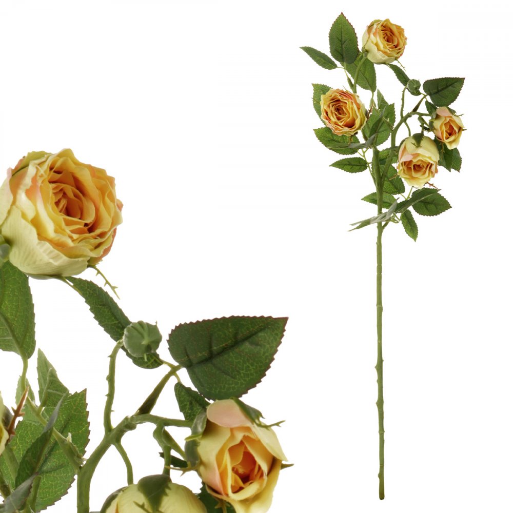 RUŽA, 4 žlté kvety- umelý kvet