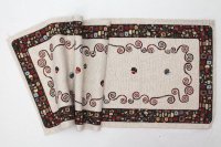 Obrus gobelínový- ORNAMENTY, mozaikový okraj, 36x98 cm