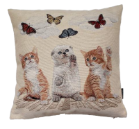 Povlak na vankúš, gobelínový- MAČIATKA S MOTÝĽMI