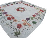 Ubrus gobelínový- MIX KVĚTŮ, přírodní podklad- 120 x 140 cm*