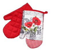Rukavice do kuchyně červené - VLČÍ MÁKY*
