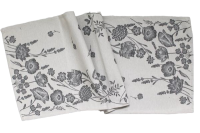 Obrus gobelínový- SIVÉ KVETY, smotanový podklad 37 x 98 cm*