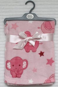 Detská deka - zavinovačka 75 x 100 cm, svetlo ružová so slonmi