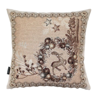 Povlak na polštář, gobelínový- VĚNEC SE SOBEM, zlatý lurex