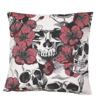 Povlak na vankúš, gobelínový- LEBKY S KVETY, smotanový podklad*