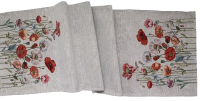 Ubrus gobelínový- VLČÍ MÁKY, přírodní podklad-  43x138 cm