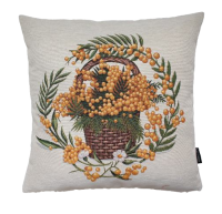 Povlak na polštář, gobelínový- KOŠ SE ŽLUTÝMI BOBULEMI