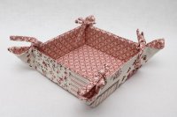 Textilný košík- ružovo- sivý patchwork, 20x20x7,50 cm