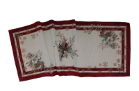 Obrus gobelínový- VIANOČNÁ VETVIČKA S VTÁČKOM, prírodný podklad 37 x 98 cm*