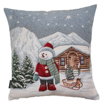 Povlak na polštář, gobelínový-  SNĚHULÁK