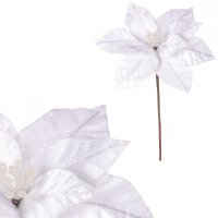 VÁNOČNÍ SAMETOVÁ RŮŽE  bílá, umělá květina