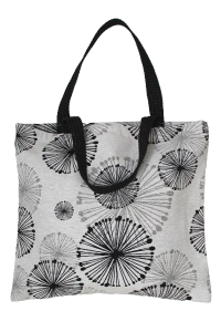 Taška gobelínová - KRÚŽKY, smotanovo- čierna kombinácia**