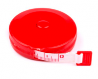 Metr krejčovský samonavíjecí 150cm, v červeném plastovém pouzdře