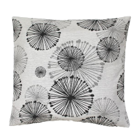 Povlak na polštář, gobelínový- ŠEDO- ČERNÉ KRUHY, smetanový podklad*