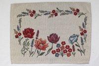 Ubrus gobelínový, prostírání- MIX KVĚTŮ, přírodní podklad 36 x 47 cm