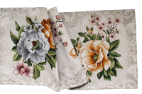 Obrus gobelínový- ŽLTÝ KVEŤ, smotanový podklad 36 x 98 cm*