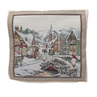 Povlak na vankúš, gobelínový- VIANOČNÉ MESTO