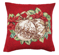 Povlak na polštář, gobelínový- VIANOČNÉ OZDOBY, červený podklad