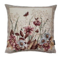 Povlak na polštář, gobelínový- STARORŮŽOVÝ MIX KVĚTŮ S ORÁMOVÁNÍM