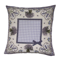 Povlak na polštář, gobelínový- LAVENDER, levandule s mašlí**
