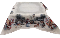 Ubrus gobelínový- SNĚHULÁK S LAMPOU, stříbný lurex