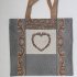 Taška gobelínová- srdce s ornamenty, šedý okraj