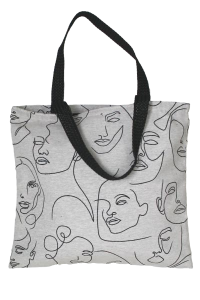 Taška gobelínová - TVÁROVÉ OBRYSY- smotanovo- čierna kombinácia*