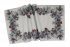 Obrus gobelínový- VTÁČIK NA ZASNEŽENEJ VETVIČKE, strieborný lurex, 44x 98 cm - Rozmer: 40 x 100 cm (tolerancia rozmeru podľa výrobca +/- 3cm)