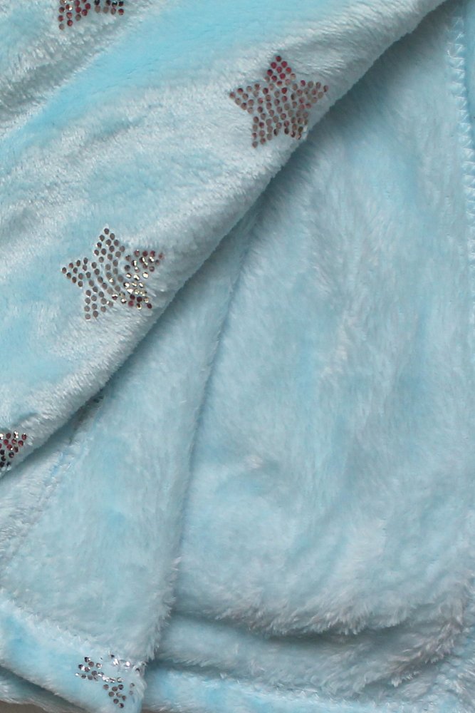 Detská deka - zavinovačka 75 x 100 cm, modrá so striebornými hviezdam