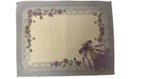 Ubrus gobelínový, prostírání- LEVANDULE, šedý okraj na smetanovém podkladu- 36 x 47 cm