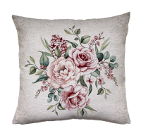 Povlak na vankúš, gobelínový- RUŽA, prírodný podklad**