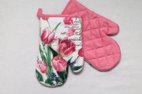 Rukavice do kuchyne ružové- TULIPÁNY*