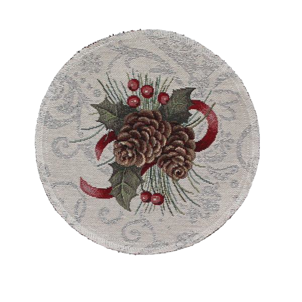 Obrus gobelínový, prestieranie - VIANOČNÁ DEKORÁCIA, podklad so sivými ornamentami Ø 23 cm