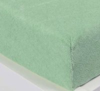 Froté napínací prostěradlo zelené světlé s gramáží 210 g/m²- 180x200+30cm