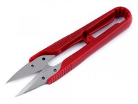 Nožnice cvakačky- dĺžka 10,5 cm s plastovou červenou rukoväťou